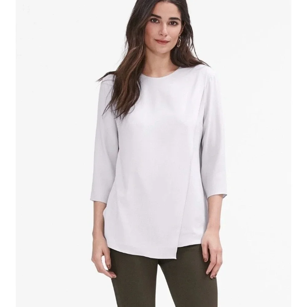 MM.LaFleur The Bourgeois Blouse Small Lavender Asymmetrical Draped Blouse
